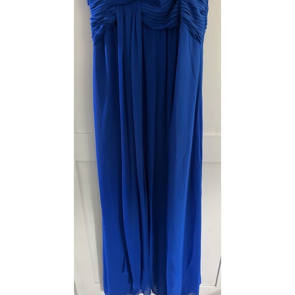 Laundry by Shelli Segal Women Blue Chiffon Twist Front Full Gown Dress Sz 8 - Picture 3 of 10